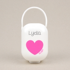 Cajita Portachupetes Corazón Fucsia Personalizada