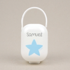 Cajita Portachupetes Blanca-Estrella Azul Personalizada