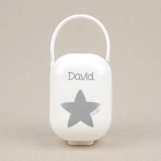 Cajita Portachupetes Blanca-Estrella Plata Personalizada