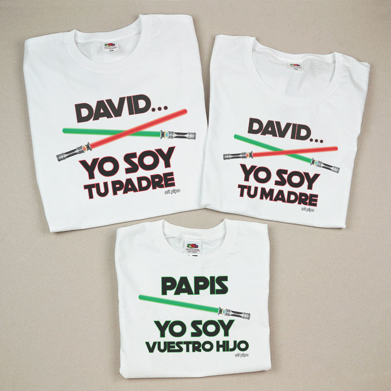 Pack 3 Prendas (Nombre niño) Yo soy tu Padre / (Nombre niño) Yo soy tu  Madre / Papis yo soy vuestro Hijo - mi pipo