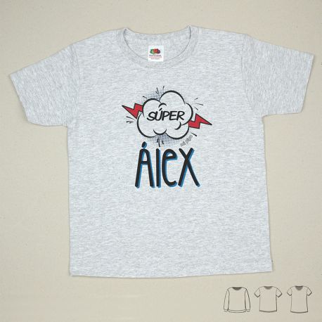 Camiseta o Sudadera Bebé y Niño/a Personalizada Súper Azul