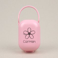 Cajita Portachupetes Nombre + Flor