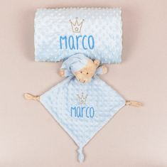 Pack Dou Dou y Manta Clásica Celeste Personalizado