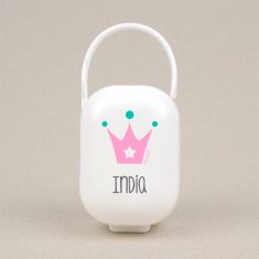 Cajita Portachupetes Corona Rosa Personalizada