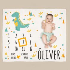 Manta cumplemes Dino personalizada