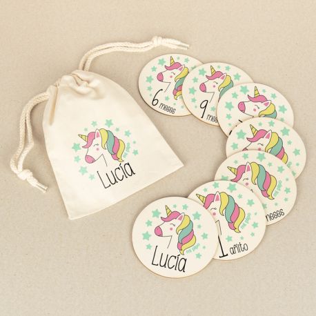 Cumplemeses Bebé Unicornio personalizado