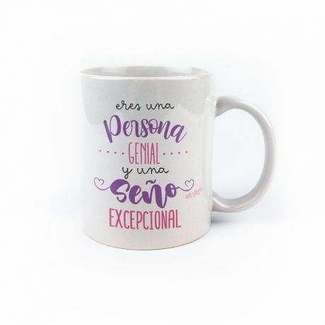 Taza cerámica o plástico Profe Eres una Persona genial y una Seño excepcional