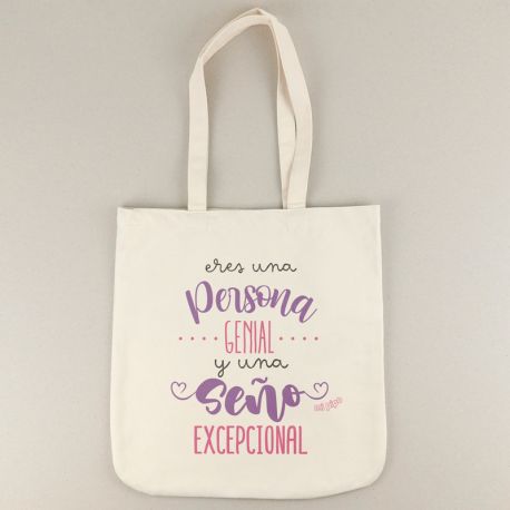 Bolso de Algodón orgánico Profe Eres una Persona genial y una Seño excepcional