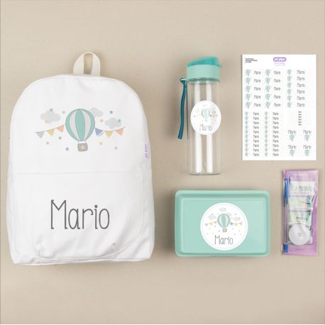 Pack Mi Equipo para el Cole con Mochila Globo personalizado + Regalo Marcaprendas