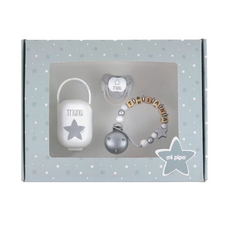 Cajita My Baby Gris Personalizada (Temporalmente Caja rosa o azul)