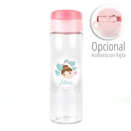 Botella Hada Rosa 600ml personalizada