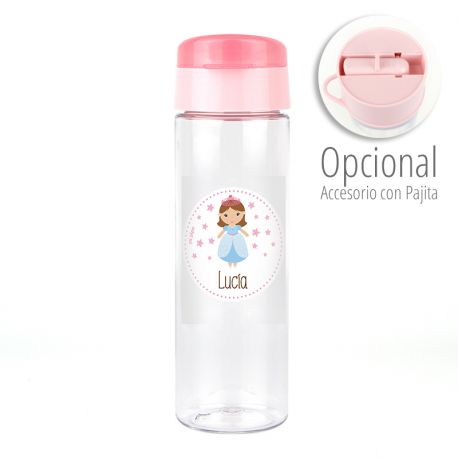 Botella Princesa Rosa 600ml personalizada