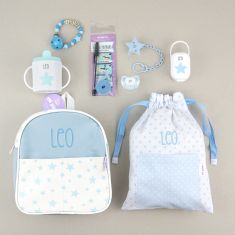 The first of the class Blue Personalized Pack +  Wood Clip chain pacifier free