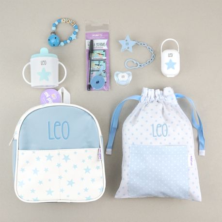 The first of the class Blue Personalized Pack +  Wood Clip chain pacifier free