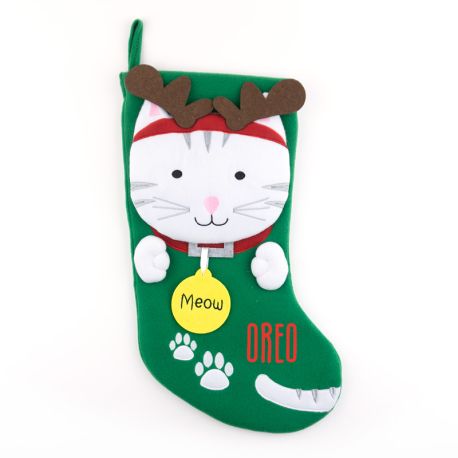 Calcetín Premium Gatito Navidad personalizado