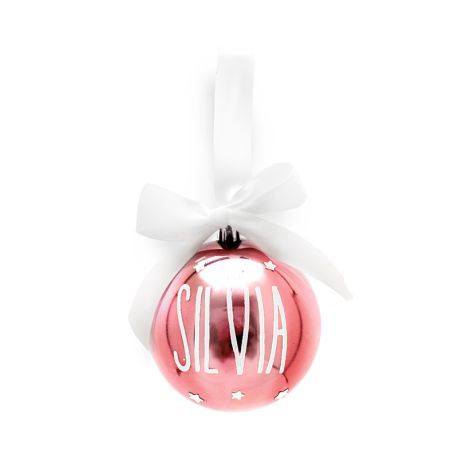 Bola con Lazo Navidad Rosa personalizada 