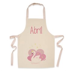Delantal Infantil Algodón Premium Cisne personalizado