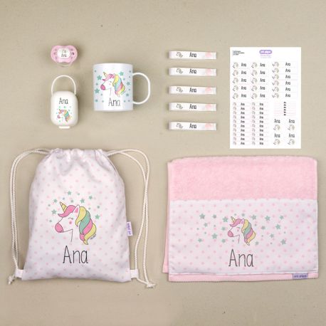 NUEVO Pack Mi Cole Unicornio personalizado + Regalo Etiquetas objetos