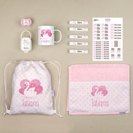 NUEVO Pack Mi Cole Cisne personalizado + Regalo Etiquetas objetos