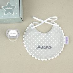 Baby Bib Grey personalized box