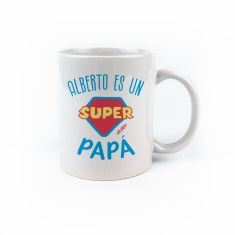 Taza cerámica o plástico personalizada (Nombre) es un Súper Papá