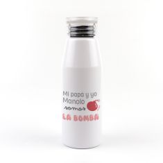 Botella Aluminio personalizada Mi Papá (Nombre) y yo somos la Bomba