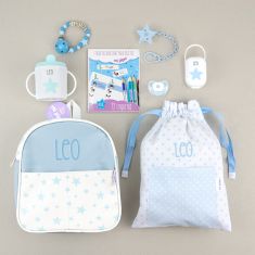 The first of the class Blue Personalized Pack +  Wood Clip chain pacifier free