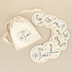 Cumplemeses Bebé Estrellas Azul personalizado