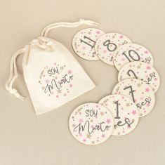 Cumplemeses Bebé Estrellas Rosa personalizado