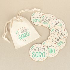 Cumplemeses Bebé Lunares Menta personalizado
