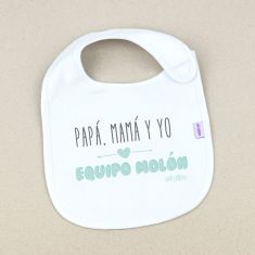 Babero Divertido Papá, Mamá y Yo Equipo molón