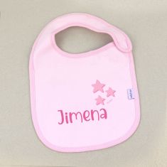 Babero Personalizado Estrellas Rosa