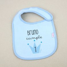 Babero Personalizado Cumpleaños Corona Azul