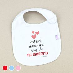 Babero Divertido Prohibido enamorarse soy de mi Madrina