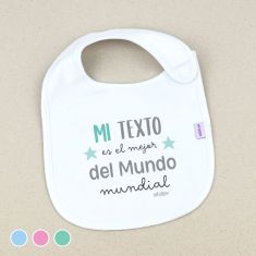 Babero Divertido Mi (texto libre) es el mejor del mundo MUNDIAL