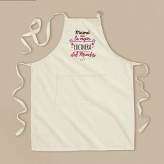 Delantal Algodón Premium Divertido Mamá eres la mejor Cocinera del Mundo