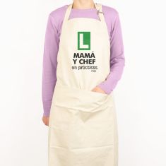 Delantal Algodón Premium Divertido Mamá y Chef en Prácticas