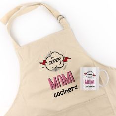 Pack Delantal Mamá + Taza Divertido Súper Mami Cocinera