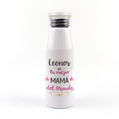 Botella Aluminio personalizada (Nombre) eres la mejor Mamá del Mundo